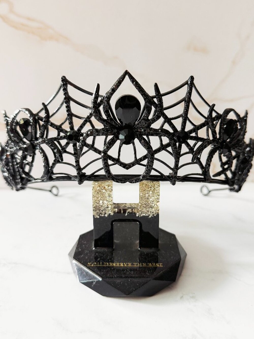 Black Spider Crown Gothic Rhinestone Tiara Halloween Spiderweb Costume Headpiece